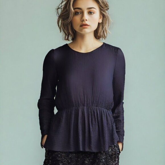 Zara Purple Peplum Satin Blouse Top - Picture 1 of 7